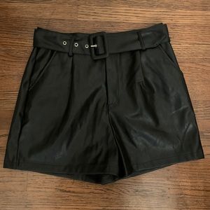 Nasty Gal faux leather belted shorts